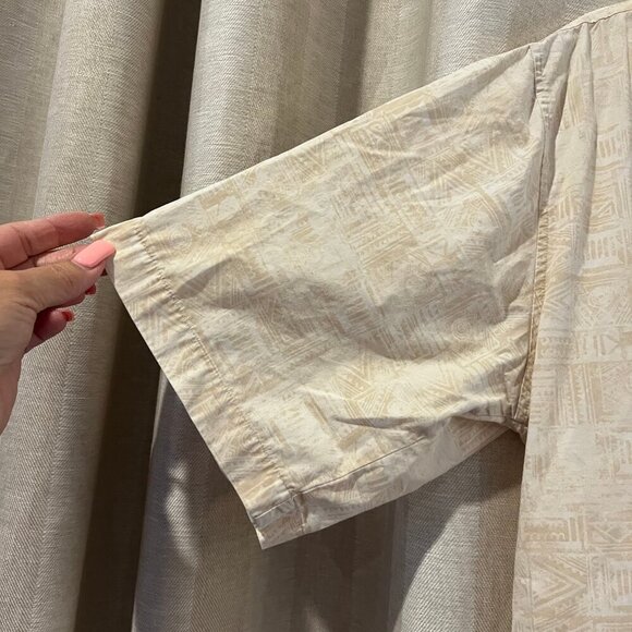 Men's Natural Issue Short Sleeve Patterned Cotton Shirt, Size Large Tall - Picture 2 of 10